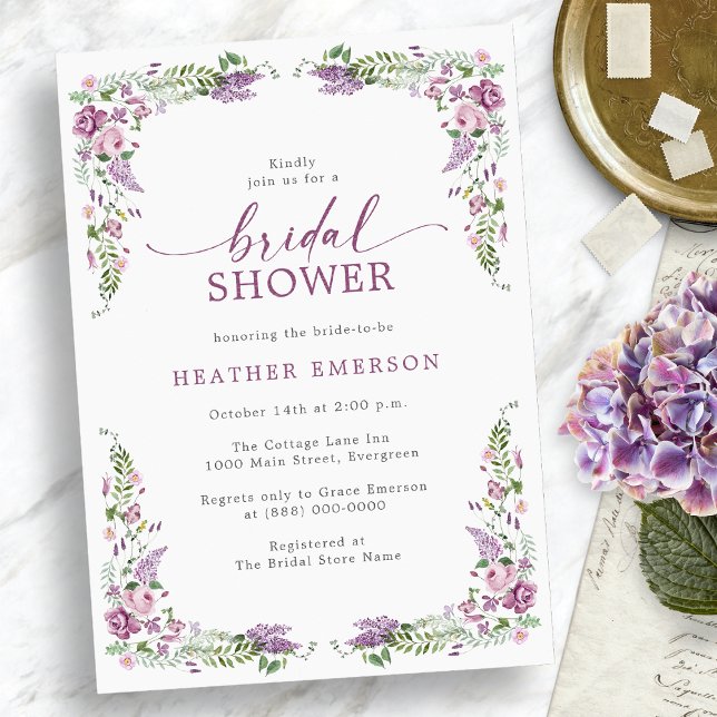 Convites Chá de Noiva Floral Vintage (Floral Vintage Bridal Shower Invitation
)
