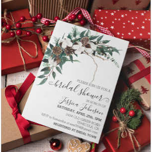 Convites Chá de Noiva Folhagens de Algodão de Inverno