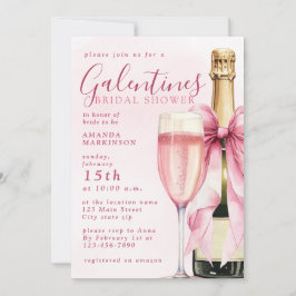 Convites Chá de Noiva Galentines em Aquarela com Champanhe