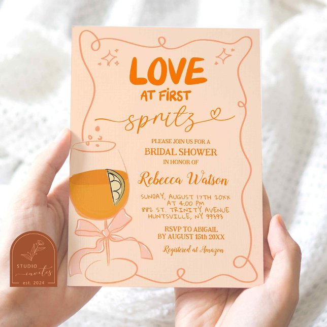 Convites Chá de Noiva Hand drawn Love at First Spritz (Criador carregado)