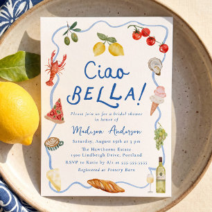 Convites Chá de Noiva Italiano de Verão Ciao Bella