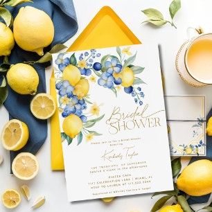Convites Chá de Noiva Italiano Floral Azul Limão