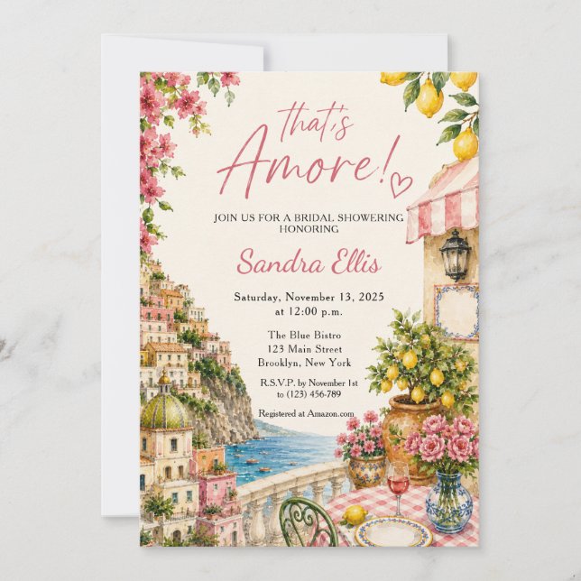Convites Chá de Noiva Italiano That's Amore (Frente)