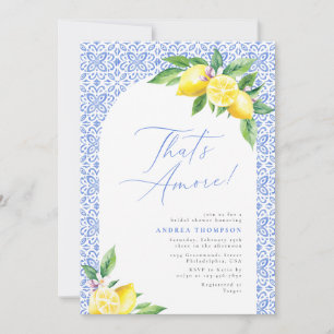 Convites Chá de Noiva Italiano That's Amore Azulejo Azul Li