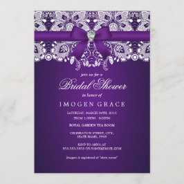 Convites Chá de Noiva Laço Roxo e Diamante Pretty Purple La