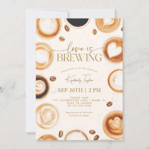 Convites Chá de Noiva Love is Brewing Coffee
