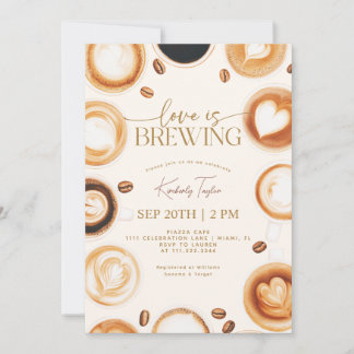 Convites Chá de Noiva Love is Brewing Coffee
