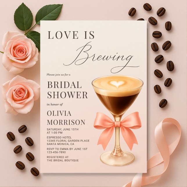 Convites Chá de Noiva Love is Brewing Espresso Martini (Criador carregado)