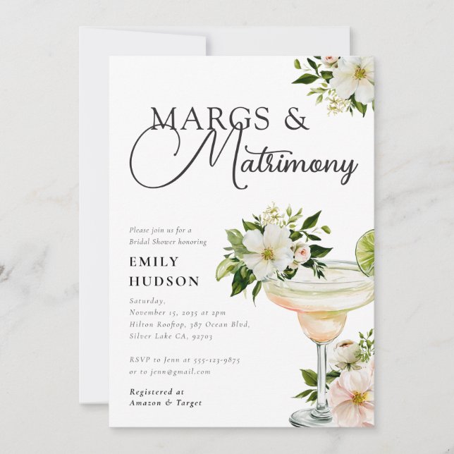 Convites Chá de Noiva Margs e Matrimônio Margarita (Frente)