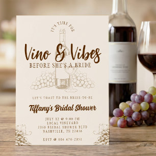 Convites Chá de Noiva Marrom Vino & Vibes
