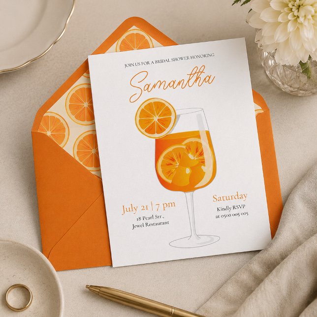 Convites Chá de Noiva Minimalista de Aperol Spritz (Criador carregado)