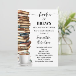 Convites Chá de Noiva Minimalista Livros e Café