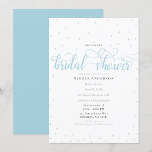 Convites Chá de Noiva Moderno Azul Turquesa Script