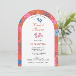 Convites Chá de Noiva Moderno Boho Vermelho Floral Flores S