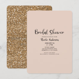 Convites Chá de Noiva Moderno com Brilho Dourado Glamouroso