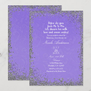 Convites Chá de Noiva Moderno com Brilho Prateado e Textura