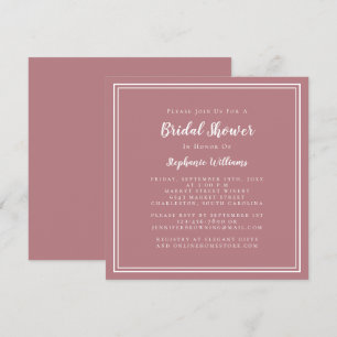 Convites Chá de Noiva Moderno Quadrado Chic Rosa Pó Rosa Ve