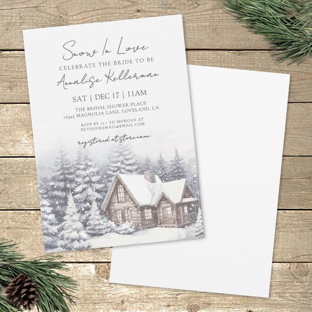 Convites Chá de Noiva Neve de Inverno (Winter Snow Bridal Shower Invitation)