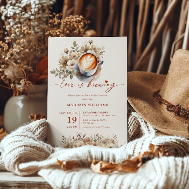 Convites Chá de Noiva "O Amor Está Cozinhando" Café & Flora (Criador carregado)