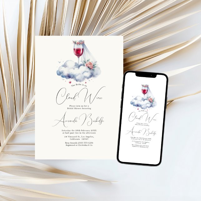 Convites Chá de Noiva On Cloud Wine (On Cloud Wine Bridal Shower Invitation)