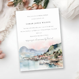 Convites Chá de Noiva Paisagem Aquarela Kauai Havaí