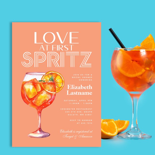 Convites Chá de Noiva Peach Love à Primeira Spritz (Criador carregado)