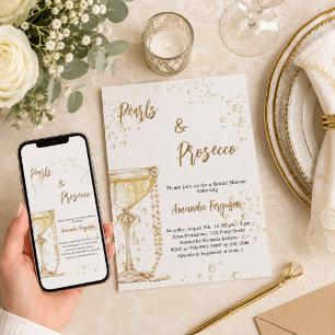 Convites Chá de Noiva Pérolas e Bolhas de Prosecco