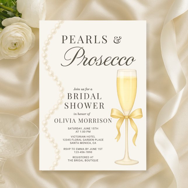 Convites Chá de Noiva Pérolas e Prosecco (Criador carregado)
