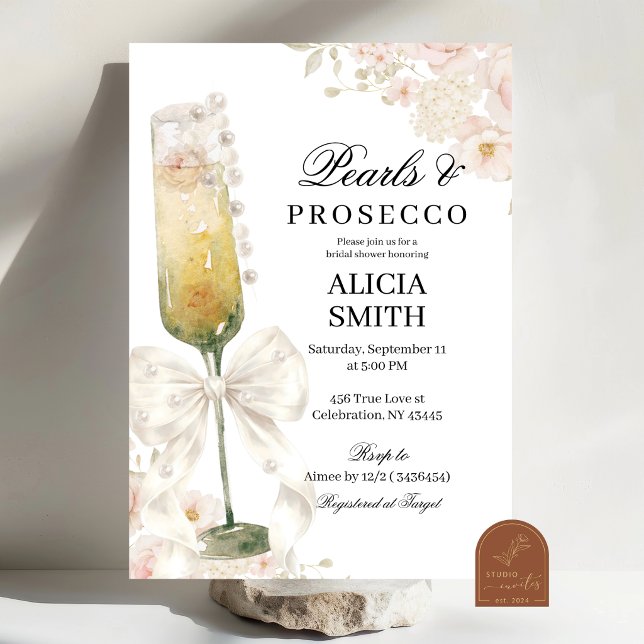 Convites Chá de Noiva Pérolas e Prosecco Arco de Marfim (Criador carregado)