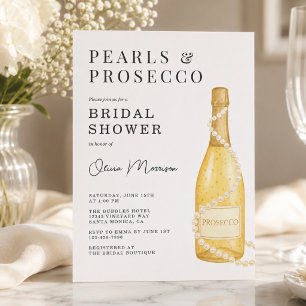 Convites Chá de Noiva Pérolas Elegantes e Prosecco