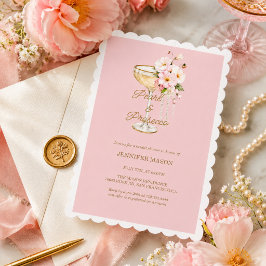 Convites Chá de Noiva Pérolas Elegantes e Prosecco Rosa