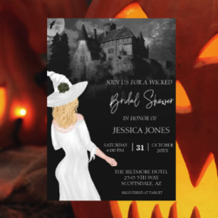 Convites Chá de Noiva Personalizado em Aquarela Halloween L