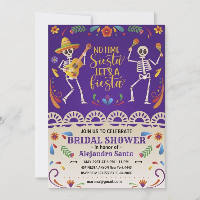 Convites Chá de Noiva Personalizado Fiesta Mexicana Cinco d (Frente)