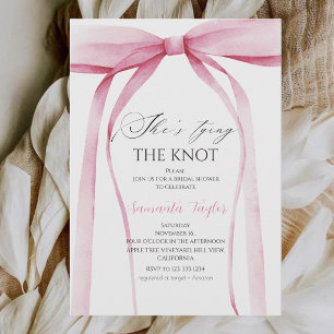Convites Chá de Noiva Pink Bow She's Tying the Knot