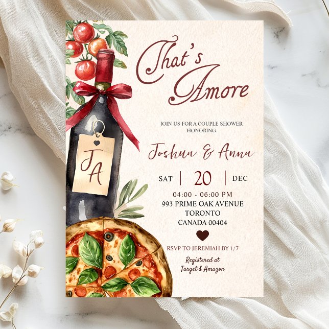 Convites Chá de Noiva Pizza Vinho Isso É Amor (Criador carregado)