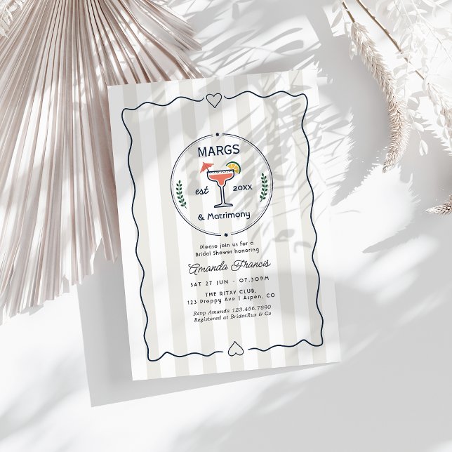 Convites Chá de Noiva Preppy Margs & Matrimony (Preppy Margs & Matrimony Bridal Shower Invitation)