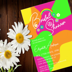 Convites Chá de Noiva Retro Funky