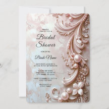 Chá de Noiva Rosa Ornamentado com Pérola e Floral