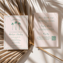Chá de Noiva Rosa Verde Desenhado à Mão Palm Sprin