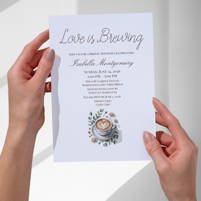 Convites Chá de Noiva Rústico Espresso Love Is Brewing (Love Is Brewing Rustic Espresso Bridal Shower Invitations
)