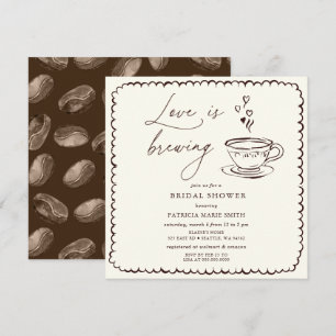 Convites Chá de Noiva Simple Love is Brewing Coffee