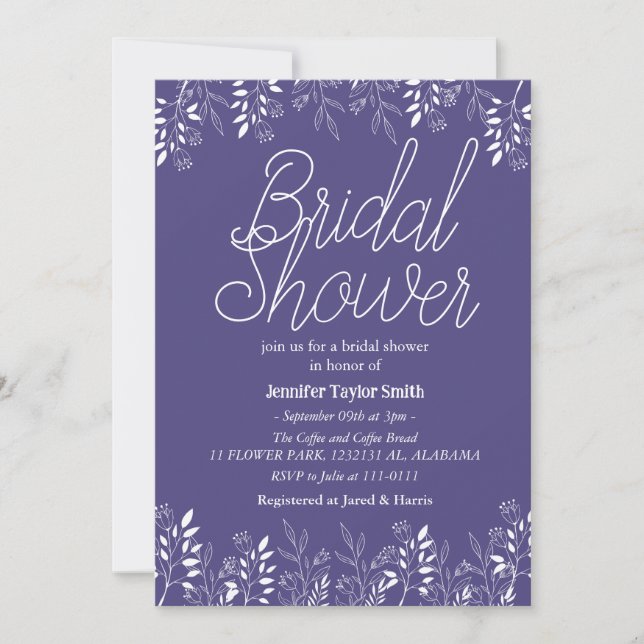 Convites Chá de noiva simples e chique de flores silvestres (Frente)