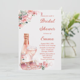 Convites Chá de Noiva Sofisticado Rosa Bege Elegante