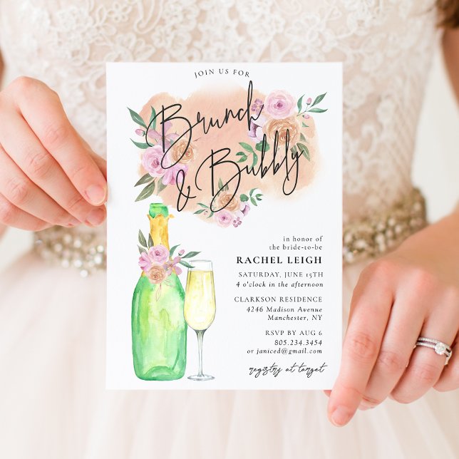Convites Chá de Noiva Sonhador Floral com Brunch e Bolhas (Criador carregado)