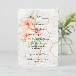 Convites Chá de Noiva Summer Breeze Blush Pêssego Hibisco