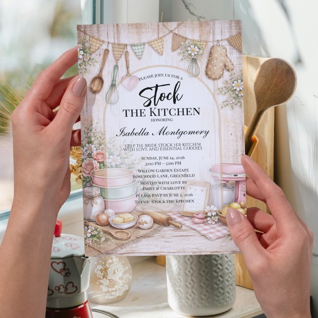 Convites Chá de Noiva Temático de Cozinha Rústica (Rustic Kitchen Themed Bridal Shower Invitations
)