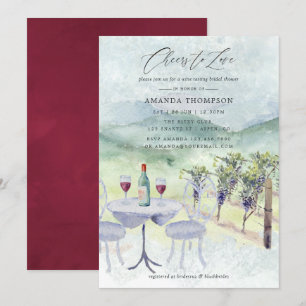 Convites Chá de Noiva temático de Degustação de Vinho com A
