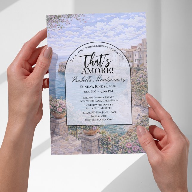 Convites Chá de Noiva Temático Italiano Polignano a Mare (Polignano a Mare Italian Themed Bridal Shower Invitations
)
