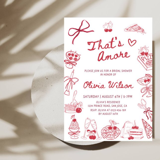 Convites Chá de Noiva That's Amore - Arte de Linha para Chá (Criador carregado)