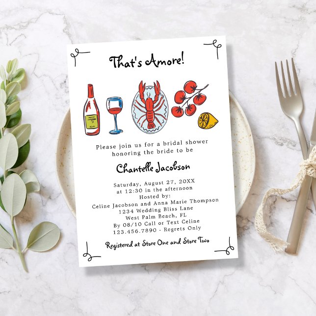 Convites Chá de Noiva That's Amore Italian Seafood & Wine (Criador carregado)
